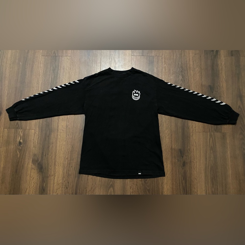 Men’s Spitfire FTC Black Long Sleeve Silver Graphic T-shirt M
